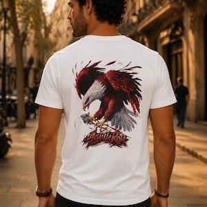 Red Eagle Back Print T-Shirt | Aguila Roja Graphic Tee | Bold Eagle Artwork on Back | Streetwear Nature Shirt | Unisex Oversized Tee