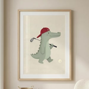 Crocodile Nursery Print: Playful Golf Design (Instant Download)