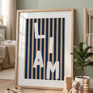 Retro Name Print, Personalized Kids Nursery Wall Art, Made-to-Order Digital File