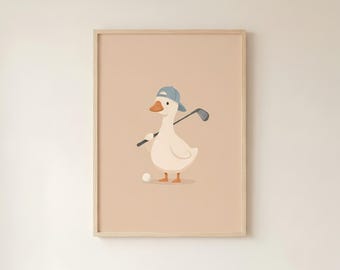 Silly Goose Golf Print, Kids Room Wall Art (Boy Nursery Decor)