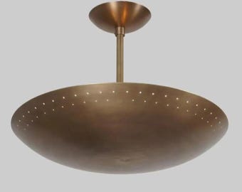 Spoetnikarmatuur van ruw messing, moderne plafondlamp uit het midden van de eeuw 22 inch, 4 lampen