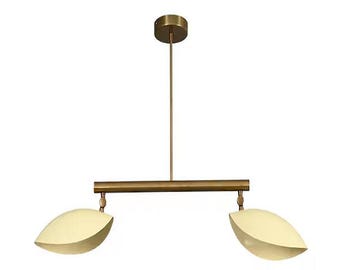 Handmade Brass Sputnik Chandelier, Mid-Century Modern 2-Light Pendant