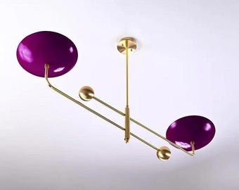 Lámpara de araña Sputnik de latón Stilnovo italiana, lámpara colgante de mediados de siglo