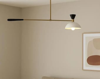 Lámpara de araña voladiza de latón estilo Stilnovo moderno de mediados de siglo