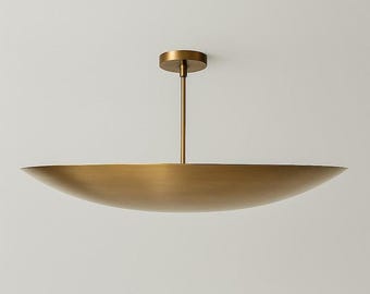 Mid Century Modern Brass Flush Mount Ceiling Light – Perforated Sputnik Pendant