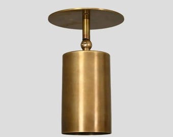 Brass Adjustable Spotlight Ceiling Light | Modern Cylindrical Swivel Spot Lamp