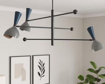 Mid Century Sputnik Chandelier | Handcrafted Brass 6-Light Fixture
