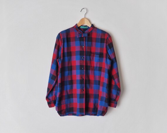 1970s Cacharel Plaid Shirt • Gem Tones Plaid Shirt