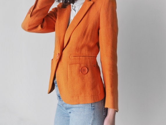 Vintage Sonia Rykiel Orange Jacket • Orange Linen… - image 2