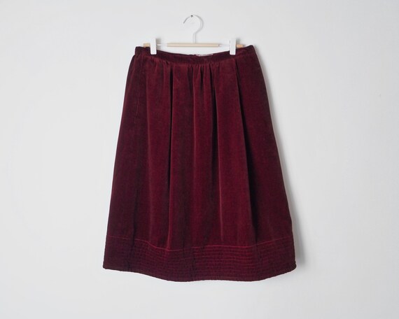 1970s Jean Patou Velvet Skirt • High Waisted Burgu