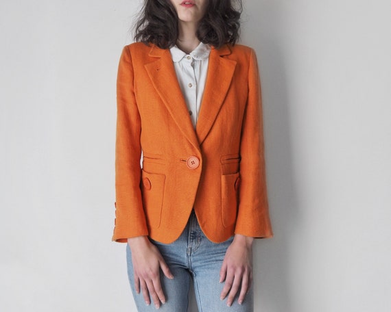 Vintage Sonia Rykiel Orange Jacket • Orange Linen… - image 1