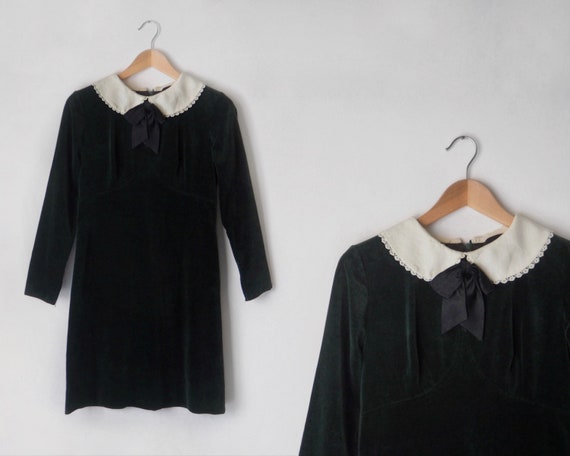 1960s Jonathan Logan Velvet Dress • 60s Deep Fores