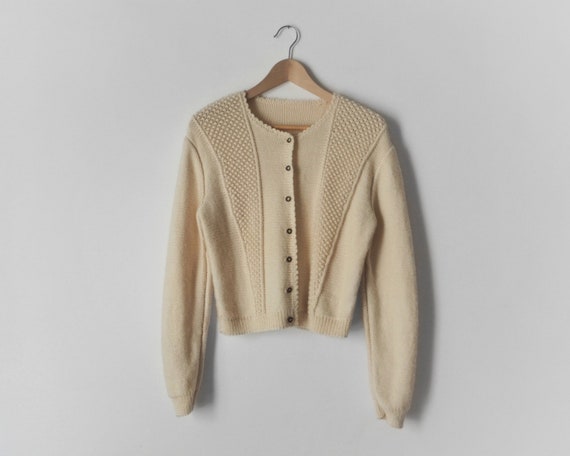 1980s Cream Beige Cardigan • Natural Tone Austrian