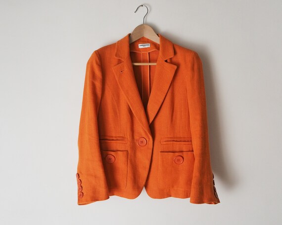 Vintage Sonia Rykiel Orange Jacket • Orange Linen… - image 4