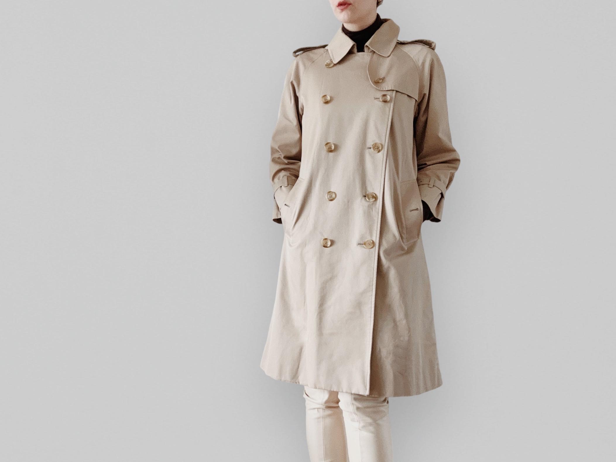 1980s Burberrys Tan Brown Classic Trench Coat Jacket Plaid