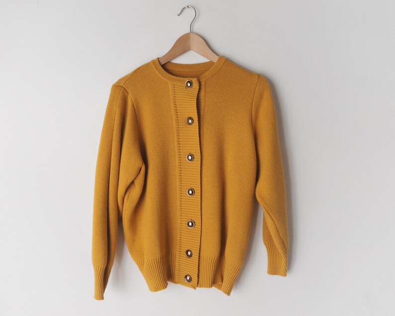 Vintage Mustard Yellow Cardigan 90s Yellow Cardigan With Etsy