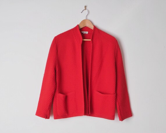 1970s Devernois Knitted Jacket • Poppy Red Honeyco