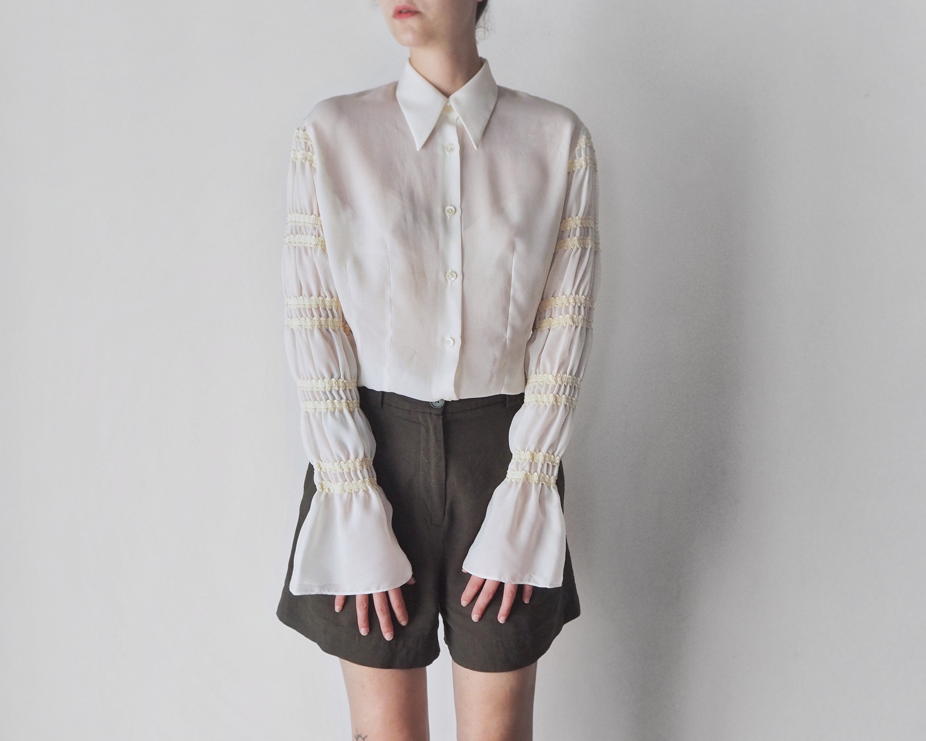 Vintage Sheer Cream Blouse With Virago 