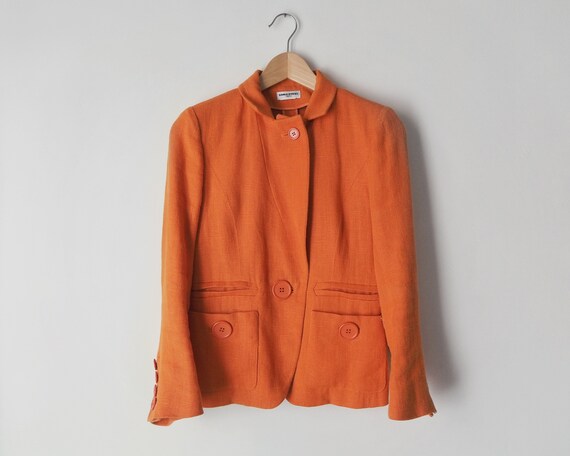 Vintage Sonia Rykiel Orange Jacket • Orange Linen… - image 3