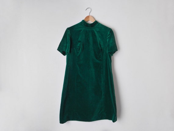 1960s Green Velvet Dress • Mod Forest Green Dress