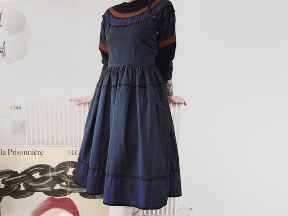 Vintage F/W81 Kenzo Cotton Midi Dress  1980s Documented Kenzo Navy Striped  Dress With Pockets - Etsy