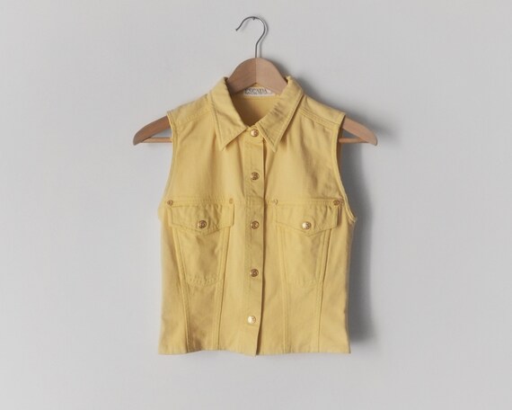 1990’s Escada Denim Jacket • Pastel Yellow Denim … - image 3