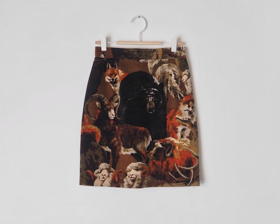 1980s Kenzo Jungle Velvet Skirt • Kenzo Skirt with