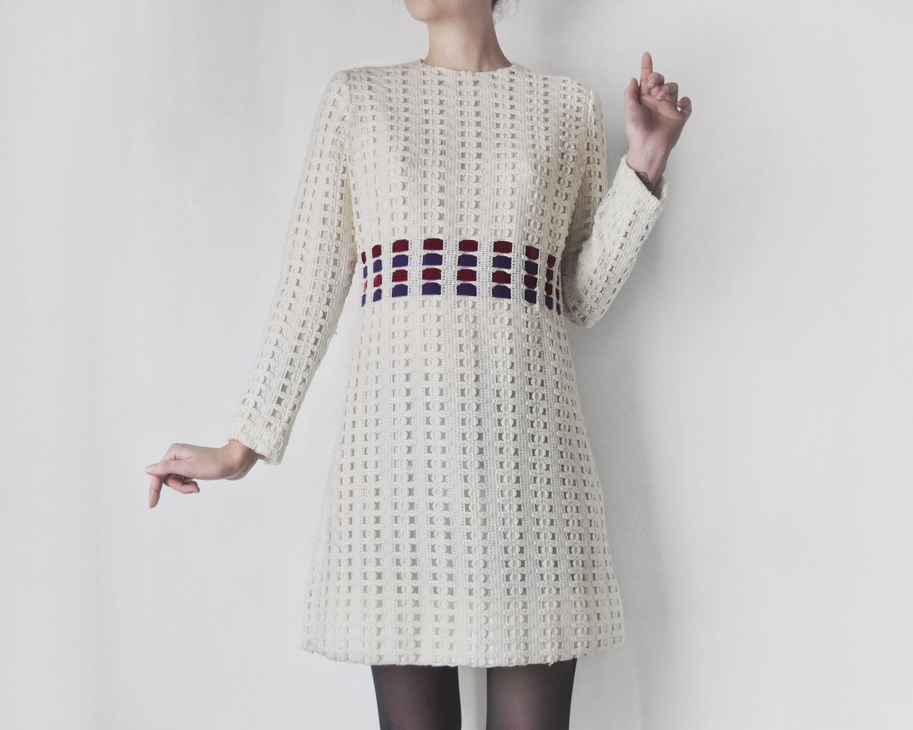 1960's Lanz Cream Eyelet Wool Dress 