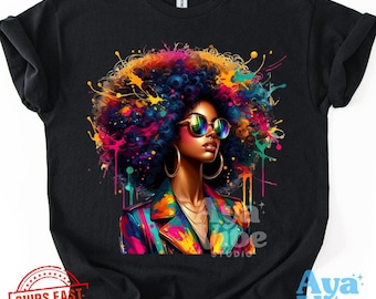 Afro Melanin Queen Shirt | Black Women Art T-Shirt Sweatshirt Sticker | Dripping Melanin Afrocentric Fashion
