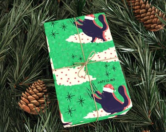 Santa Claws Black Cat Christmas Wrapping Paper