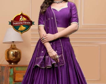 Purple Chanderi Lehenga Choli, Zari Weaving Work, Wedding Wear, Designer Indian Outfit