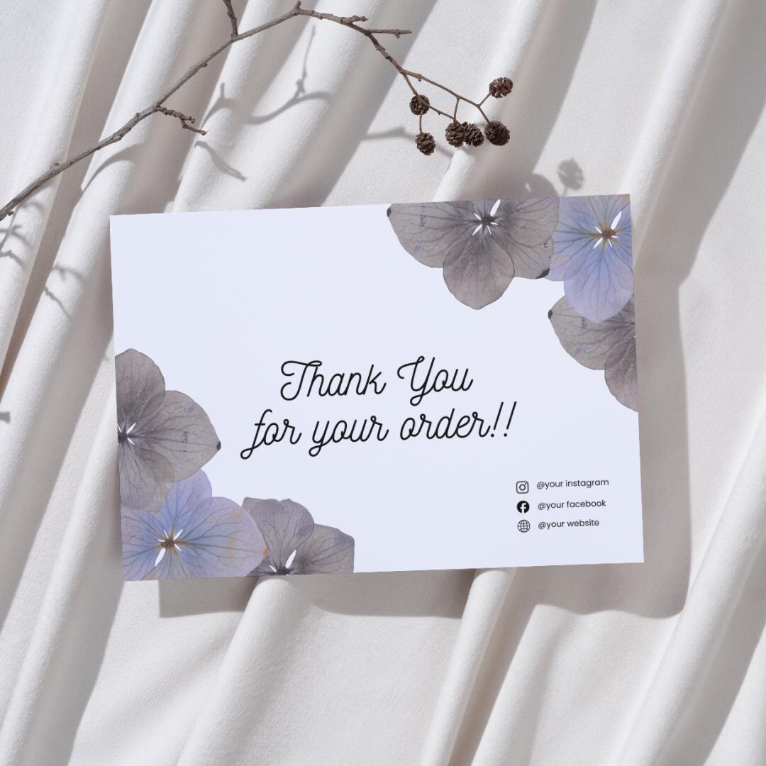 Floral Thank You for Your Order Card | Small Business Insert (digital ...