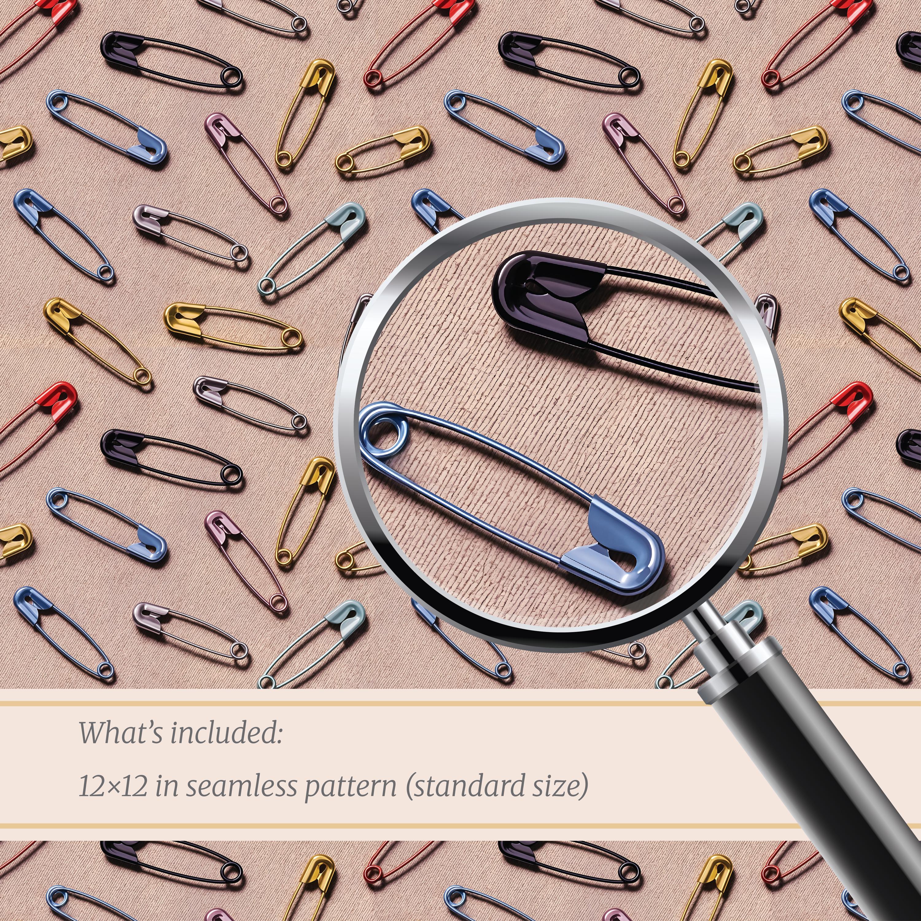 Patterns For Pin Safety Pins Seamless Pattern, Colorful Sewing Notions Digital ...