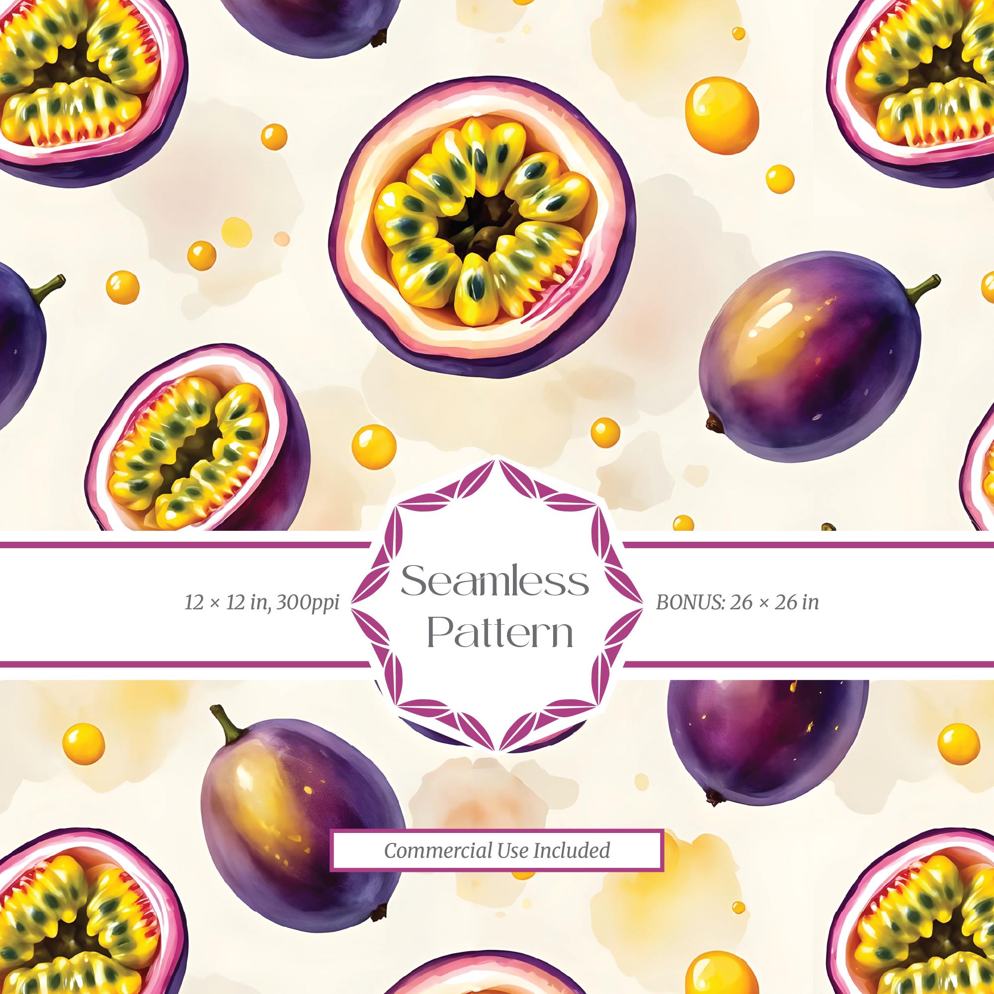 Passion Fruit Seamless Pattern Tile, Tropical Watercolor Digital Paper ...