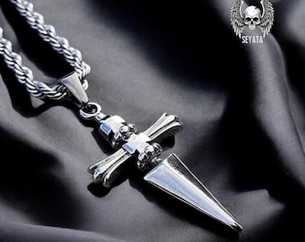 Collana a catena gotica in acciaio inossidabile • Ciondolo punk rock • Gioielli audaci per uomini e donne • Regalo alternativo