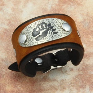 Lythronax Skull Cuff Bracelet, Leather