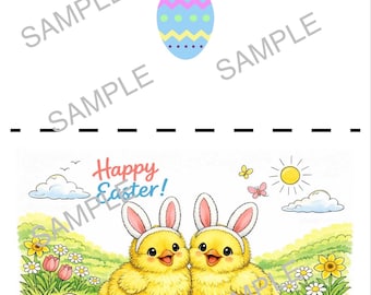 Printable Easter Chick Card | Spring Chicks, Easter Eggs (Digital Download)