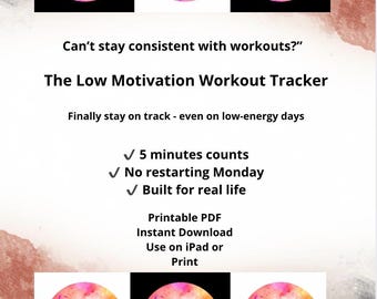 Low Motivation Workout Tracker | Fitness Planner for Women (Printable PDF)