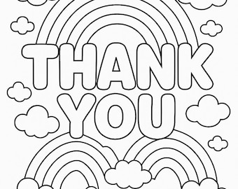 Printable Kids Thank You Cards to Color – Set of 32 (8 Designs)