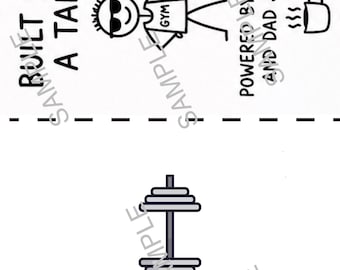 Gym Dad Father's Day Card | Minimal Stick Figure (Digital Download)
