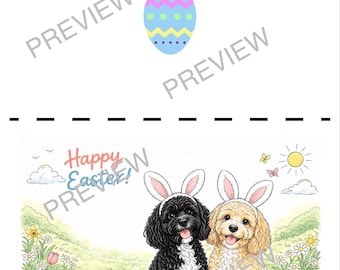 Printable Cockapoo Easter Card | Two Puppies with Bunny Ears (Digital Download)