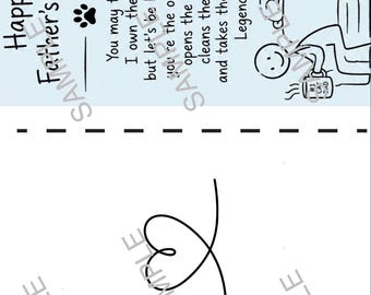 Funny Cat Dad Father's Day Card | Minimal Stick Figure Pet Lover (Digital Download)