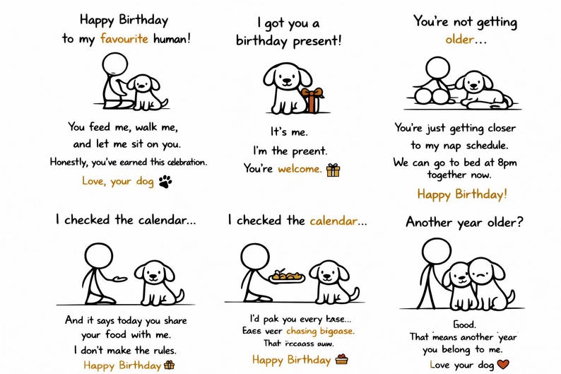Funny Dog Birthday Cards – Printable Pet Lover Gift (set of 5) (digital ...