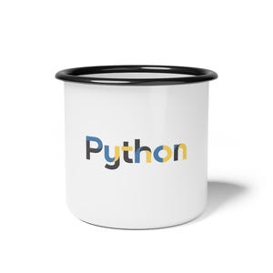 Python Logo Enamel Camp Cup, Software Developer Drinkware