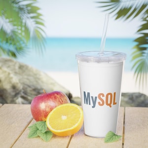 MySQL-logotyp plastmugg med sugrör