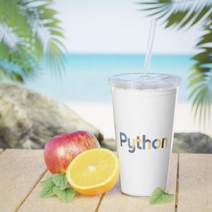Python Logo Plastic Tumbler with Straw