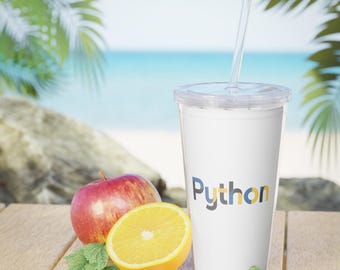 Python Logo Plastic Tumbler with Straw