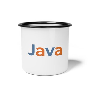 Java Logo Enamel Camp Cup, Software Developer Drinkware