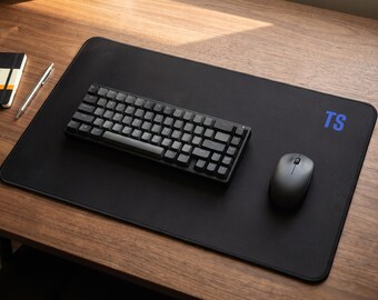 White Blue TS Logo Desk Mat