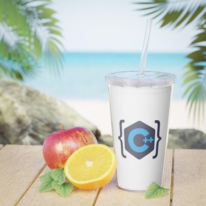 C++ Logo Plastic Tumbler with Straw